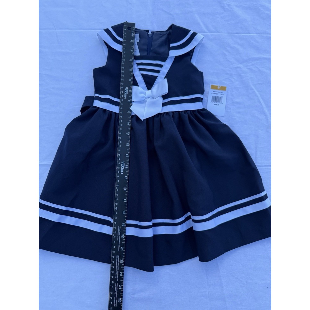 New Bonnie Jean Girls Nautical Sailor Navy Blue Party Dress Toddler 3T - Picture 7 of 15